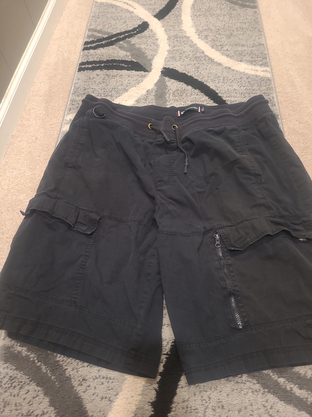 Akademiks Mens 3XL Black Cargo Shorts Pocket Drawstring Big And Tall